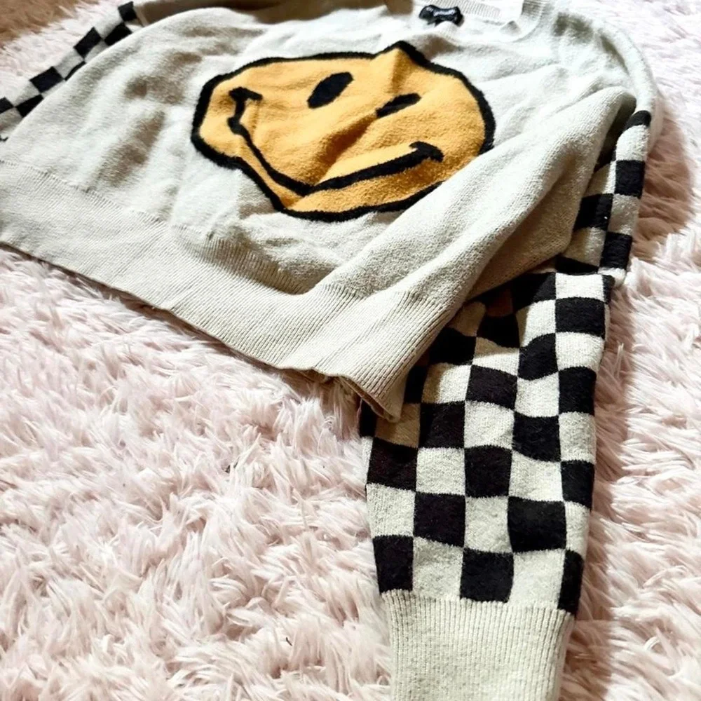 Retro Groovy Hipster 90s Vibe Skater Nostalgic Crop Sweater Womens S Punk Grunge